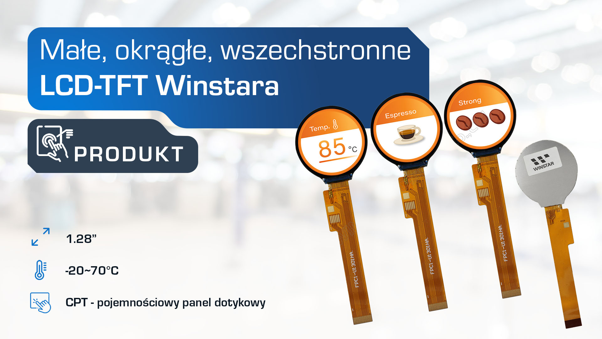 Okrągłe 1.28-calowe wyświetlacze LCD-TFT od Winstara